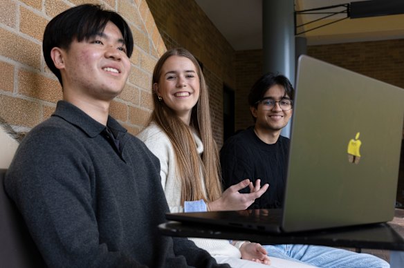 UNSW students Damon Kim, Emma Halamkova and Riddhesh Mehta are still interested in careers in consulting.