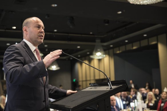 Mr Frydenberg selling this year’s budget. His intergenerational report shows the budget will not return to surplus for at least 40 years.