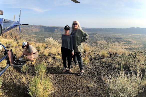 Annalouise Spence (left) with her employer Judith Neilson in Africa in 2018.