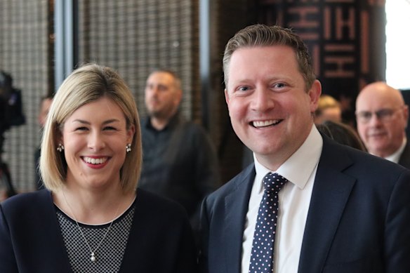 Liberal leader Jess Wilson and opposition education spokesman Brad Rowswell.
