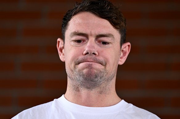 Lachie Neale as he spoke last month about his decision to step down from the Lions co-captaincy.