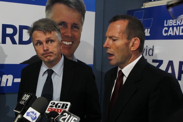 Tony Abbott pictured with David Gazard in 2010. Mr Gazard has been hired by the ACT Catholic Education Office.