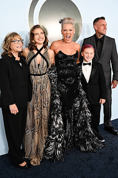 Judith Moore, Willow Hart, P!NK, Jameson Hart and Carey Hart at the 79th Annual Tony Awards at Radio City Music Hall on June 7, 2026 in New York City.