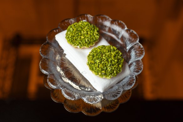 Pistachio and goat’s curd tart.