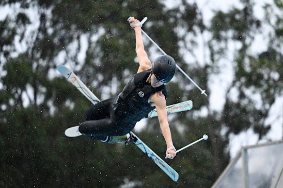 Olympic gold medallist mogul skier Jakara Anthony during a Brisbane training session in October.