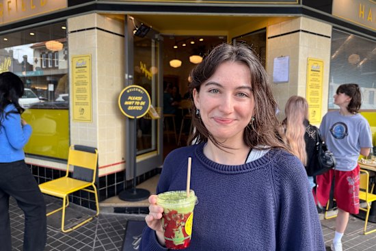 Grace Lagan outside Haberfield cafe Happyfield – named Cafe of the Year in the 2024 Good Food Guide.
