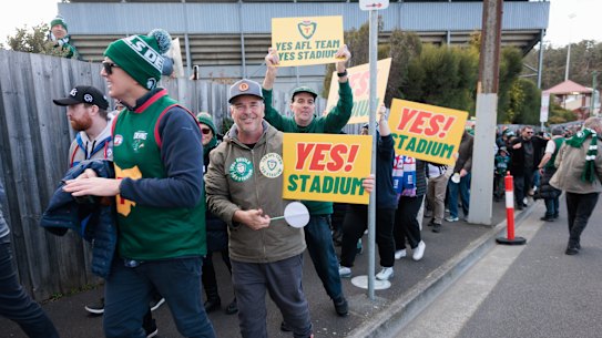 Pro-stadium marchers on election day