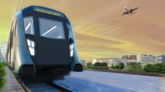 An artist impression of a train on the new Sydney Metro.