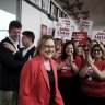 Jacinta Allan arrives at Labor’s election night bash.