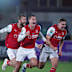 Fleetwood’s players celebrate after winning a penalty shootout.