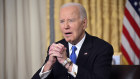 President Joe Biden speaks from the Oval Office of the White House as he gives his farewell address Wednesday, Jan. 15, 2025, in Washington. (Mandel Ngan/Pool via AP)