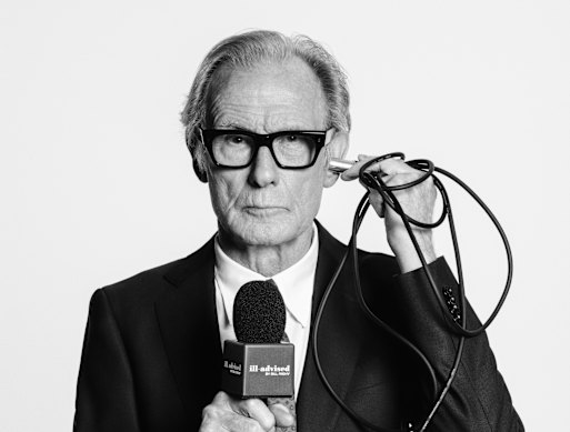 Here and Nighy: “I’ve never listened to a podcast, so I don’t know what the appeal of the show is,” the actor says.