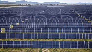 State governments have set ambitious emissions reduction goals based on policies that encourage private investment in renewable energy, like at this solar farm in Gunnedah, NSW, to replace coal fired power. 