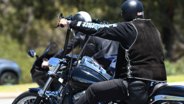 Hundreds of bikies rode from the funeral home in north Perth to Pinneroo Valley Memorial Park.