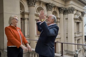 âHeâs full of lifeâ: Melbourne lord mayor Sally Capp with outgoing protocol co-ordinator Jean-Francois Piery. 