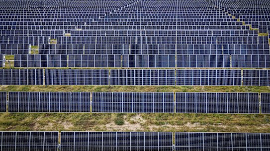A solar farm near Gunnedah, NSW. Investments in clean energy are rapidly increasing.