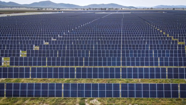 State governments have set ambitious emissions reduction goals based on policies that encourage private investment in renewable energy, like at this solar farm in Gunnedah, NSW, to replace coal fired power. 