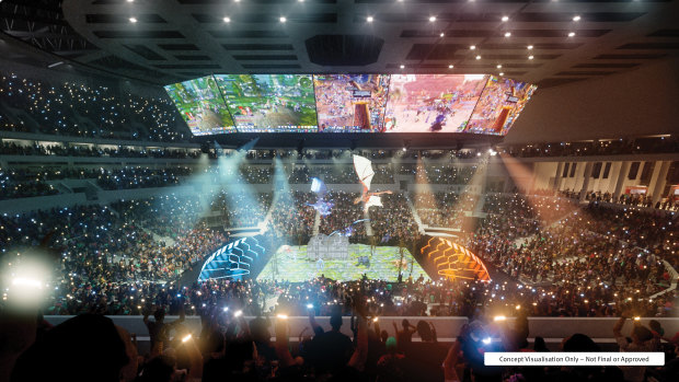 Concept designs for the proposed 17,000-seat Brisbane Live arena at Roma Street. Artists impressions supplied by the Queensland government on December 16, 2019.
