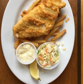 Fish n chips from Cap'n Jack's, Rhode Island.