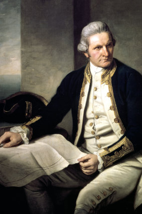 A painting of Captain James Cook in his naval uniform from the National Maritime Museum in Greenwich, London. 