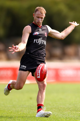 Eye on the prize: Nick Hind during an intra-club hit-out last month. 