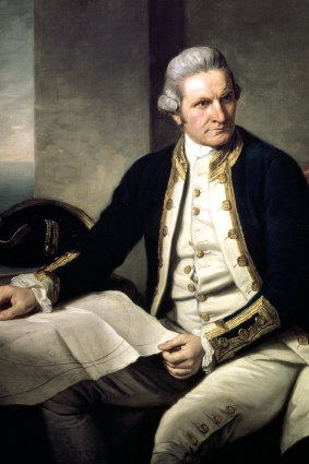 A painting of Captain James Cook in his naval uniform from the National Maritime Museum in Greenwich, London. 
