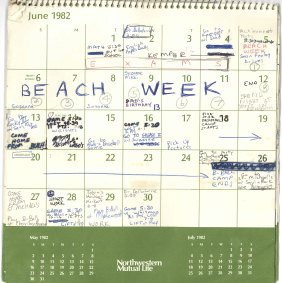 Part of a 1982 calendar of Brett Kavanaugh's released by the Senate Judiciary Committee.