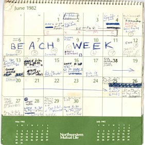 Part of a 1982 calendar of Brett Kavanaugh's released by the Senate Judiciary Committee.