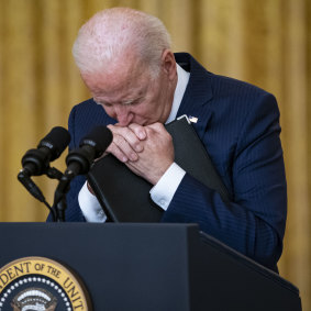 US President Joe Biden addresses the media after the suicide bombing in Kabul where he vowed to hunt down the terrorists who were responsible. 