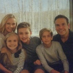 Family ties: Sarah and Lachlan Murdoch with their children Aerin, Kalan and Aidan. 