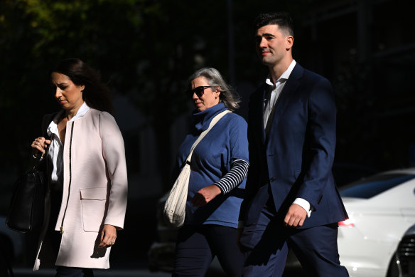 Jacob Hersant (right) arrives at court  on Friday.