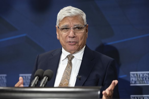 Nyunggai Warren Mundine during an address to the National Press Club of Australia.