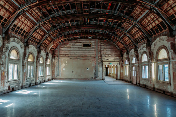 The shell of the main ballroom above Flinders Street Station. 