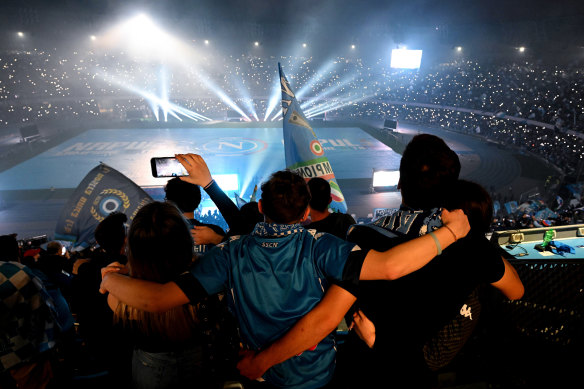 More than 50,000 fans packed Napoli’s home ground, which was renamed in Maradona’s honour following his death in 2020.