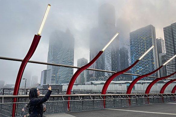 The tops of Melbourne’s tallest buildings once again disappeared into the clouds on Thursday.