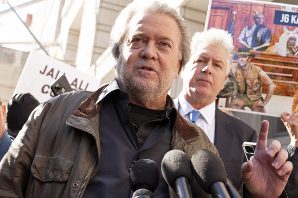 Steve Bannon, a longtime ally of former president Donald Trump, after the hearing.