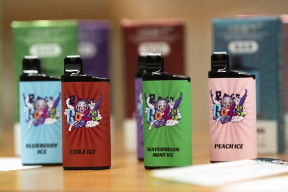 Disposable vapes seized by Australian Border Force in 2023.