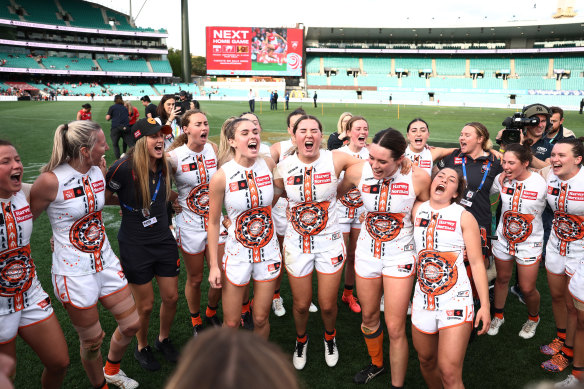 The Giants were in full voice as they celebrated their big win.