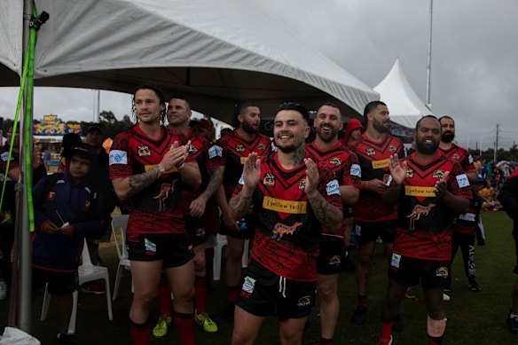 Nicho Hynes and Andrew Fifita turned out for Griffith Three Ways United at the Koori Knockout in 2019.