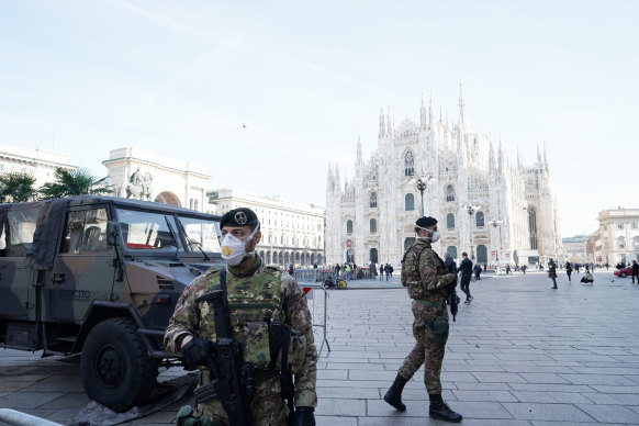 Roadblocks and checkpoints in Lombardy, Italy, failed to halt the spread of coronavirus across Europe. 