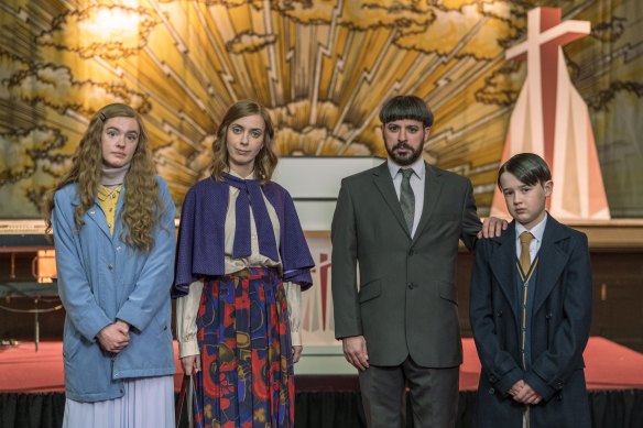 Amy James-Kelly as Rachel, Kate O’Flynn as Fiona, Simon Bird as David and Harry Connor as Aaron.