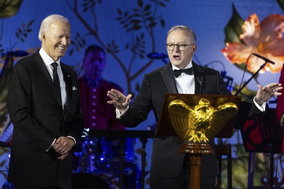 Biden told guests that Australia and the US “stand as close as we have ever been”.