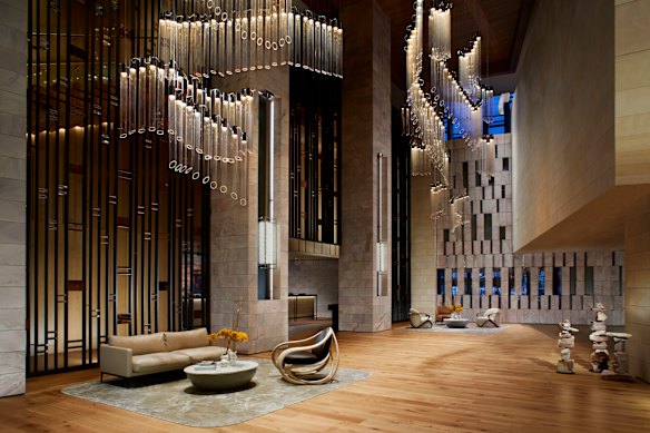 The Ritz-Carlton Perth’s lobby, inspired by the landscapes of Western Australia. 