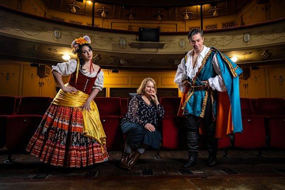 Rebecca Rashleigh, who plays Zerlina, and Christopher Tonkin, who plays Don Giovanni, with Suzanne Chaundy, who directs The Rake Punished for Melbourne Opera.