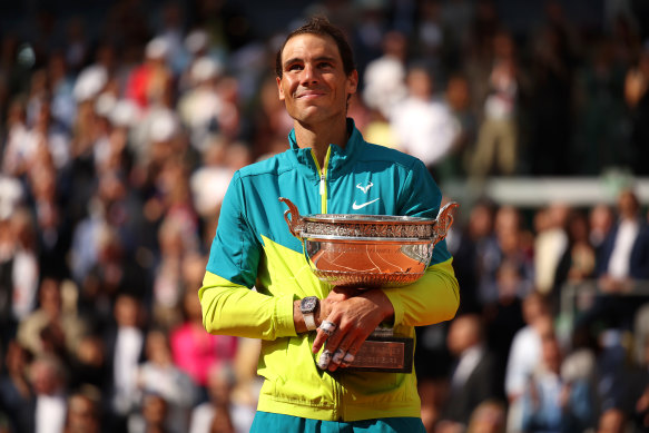 Rafael Nadal, pictured with the French Open trophy – again.