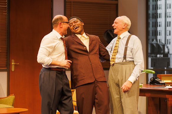 Josh McConville, Donné Ngabo and Alan Dale in Retrograde.