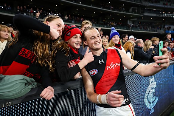 In demand: Essendon’s Mason Redman.