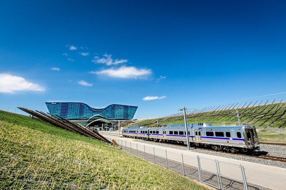 For $US10 you can ride the A-Line train from Denver Union Station to the terminal.
