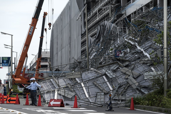 A construction site at Tokyo's Haneda Airport was destroyed by Typhoon Faxai.