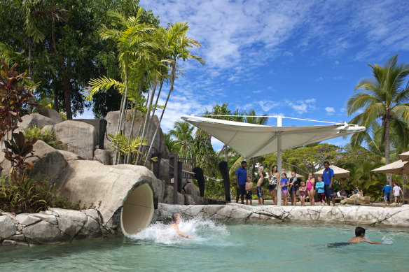 The hotel’s waterslide sets the Radisson apart.